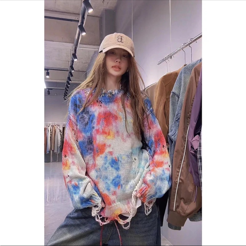 Colorful Distressed Sweatshirt